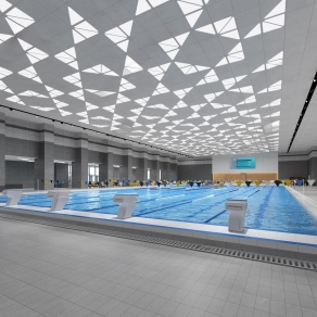 现代游泳馆3D模型下载